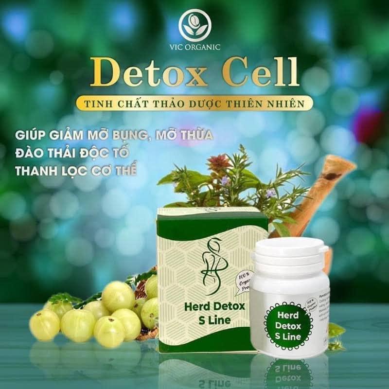 GIẢM CÂN THẢI ĐỘC HERD DETOX S LINE - Viên Xơ Detox Cell VIC GIÚP GIẢM MỠ BỤNG EO THON GỌN