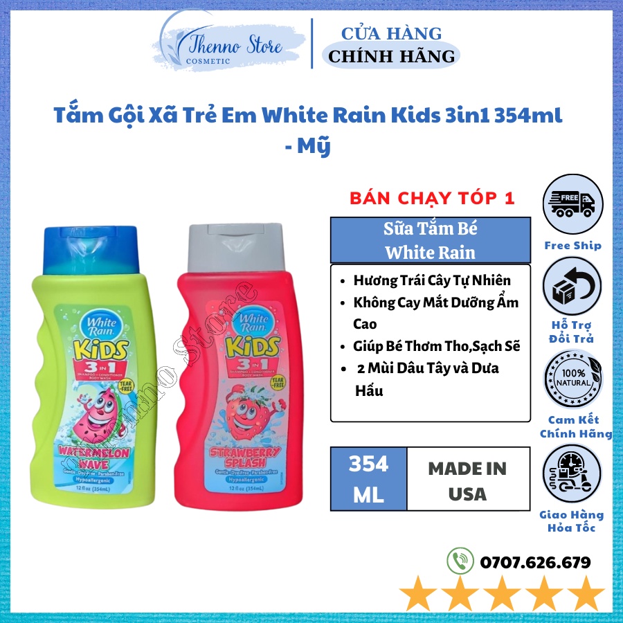 Tắm Gội Xã Trẻ Em White Rain Kids 3in1 354ml - Mỹ