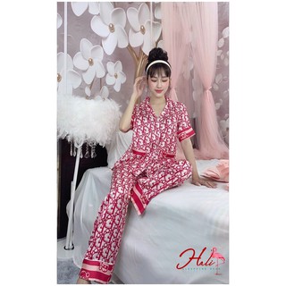 Đồ ngủ lụa satin mẫu in Dior ( 4 màu)