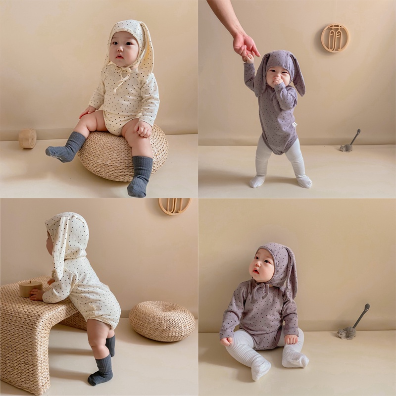 Bộ áo liền quần hình tai thỏ xinh xắn cho bé sơ sinh