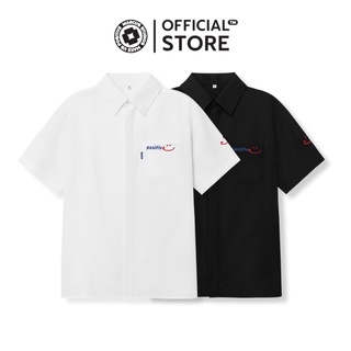 Áo sơ mi trắng đen POSITIVE MAICUS nam nữ unisex form rộng oversize localbrand