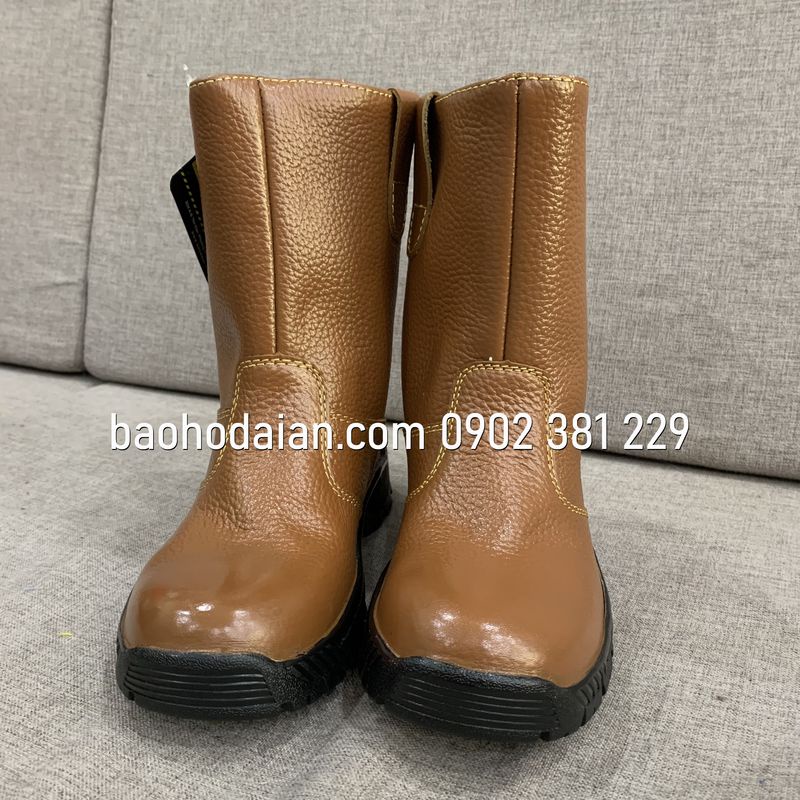 Ủng da bảo hộ lao động DH-group màu nâu mũi thép