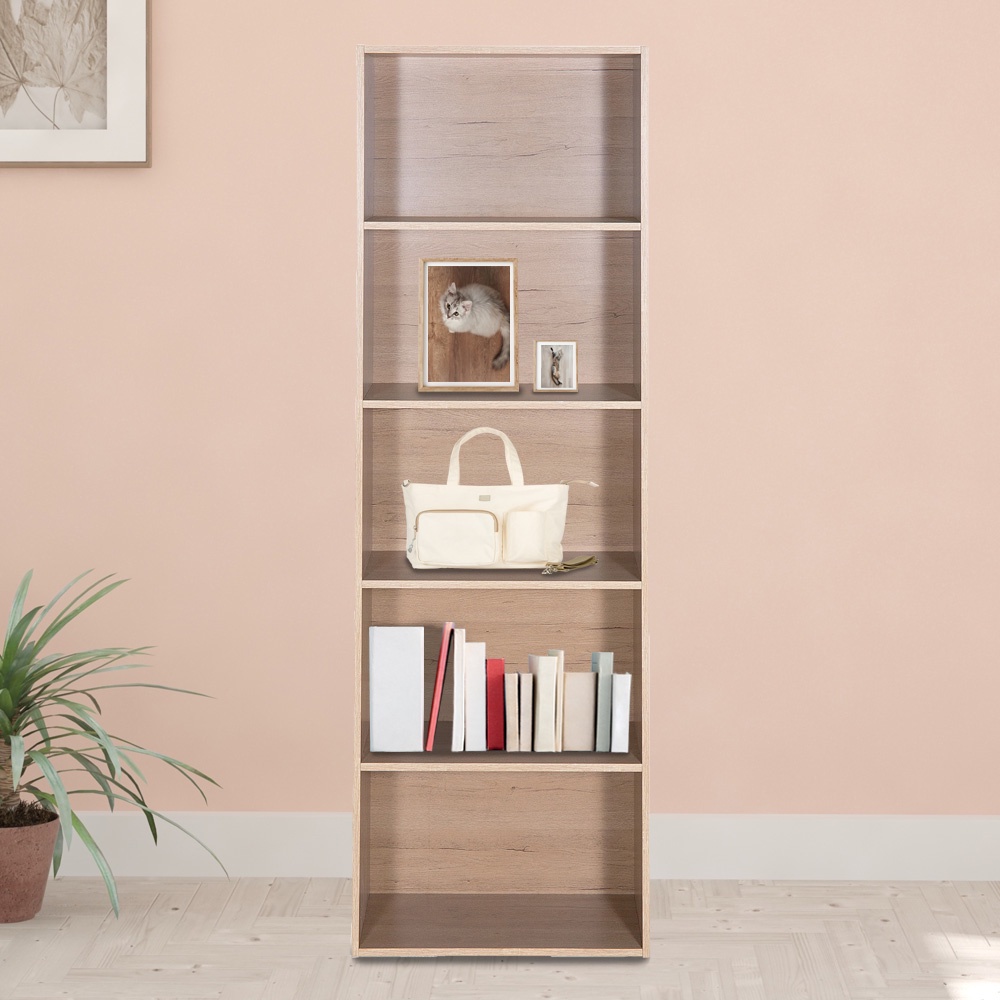 HomeBase ME LIVING Kệ gỗ đầu giường 5 tầng ARES Thái Lan W60xD30XH180cm Finn