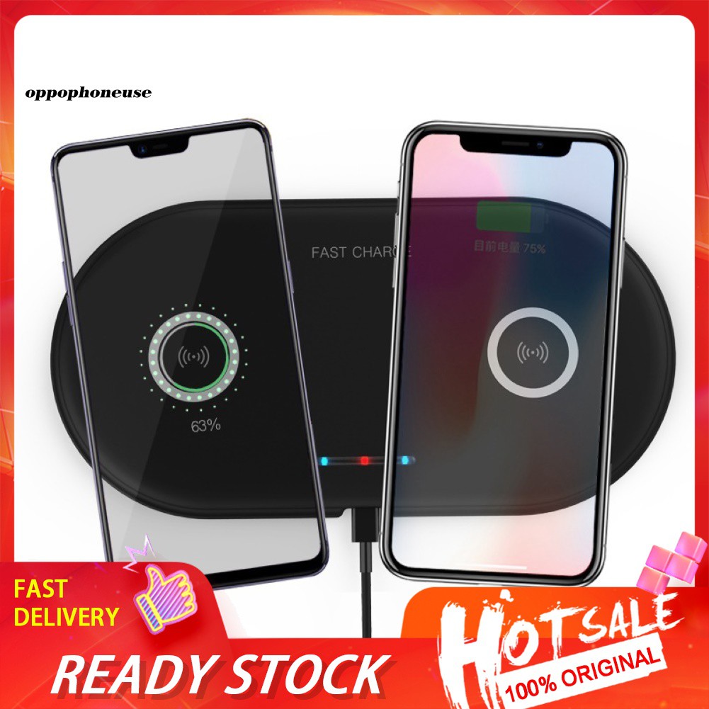 【OPHE】2 in 1 Qi Wireless Charger Mobile Phone Fast Charging Pad Dock Stand Cradle