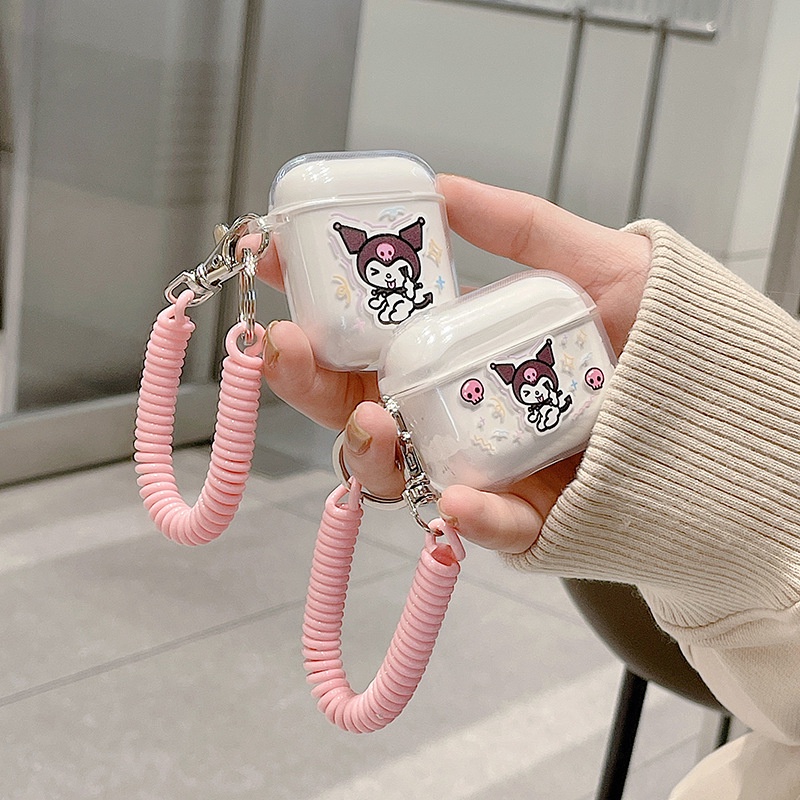 Vỏ Bảo Vệ Hộp Sạc Tai Nghe airpods 1 2 Pro 3rd Generation Pro 1/2 Trong Suốt Chống Sốc Họa Tiết Hoạt Hình Kèm Dây Đeo Kiểu Nhật Hàn