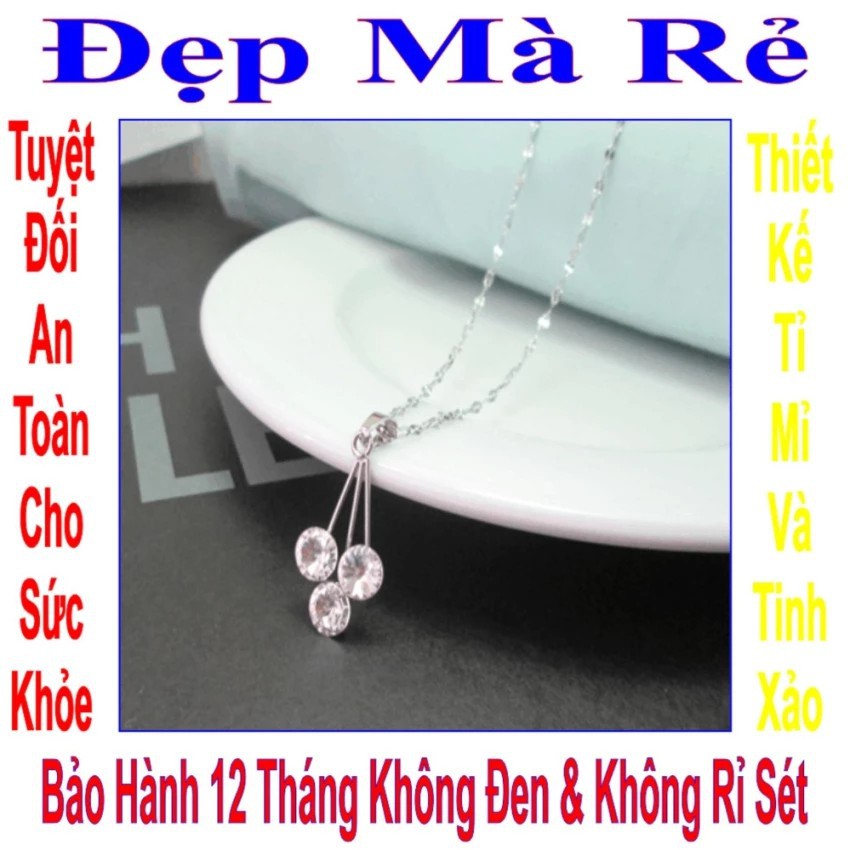 Dây chuyền nữ có mặt 3 viên đá Zircon cách điệu - DCNU00163T030059 (Trắng)