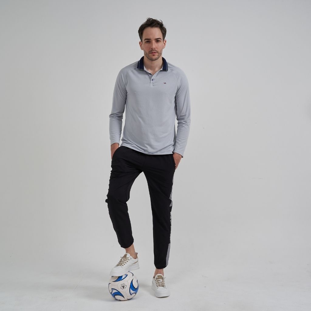 Áo thun có cổ dài tay trơn thể thao nam chất liệu cao cấp | BigBuy360 - bigbuy360.vn