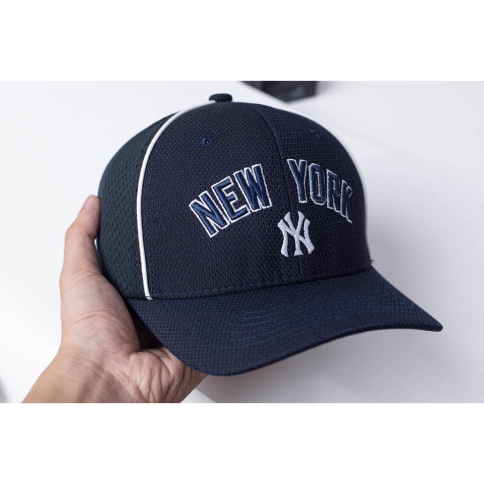 Nón lưỡi trai MLB NewYork bít đuôi chất vải cotton Hàn Quốc cao cấp, nón kết thể thao Mã MLB7B80 đen trắng