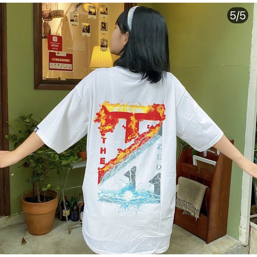 Áo thun THE ZED LỬA NƯỚC tay lỡ unisex from rộng nam nữ thời trang 1Kenz