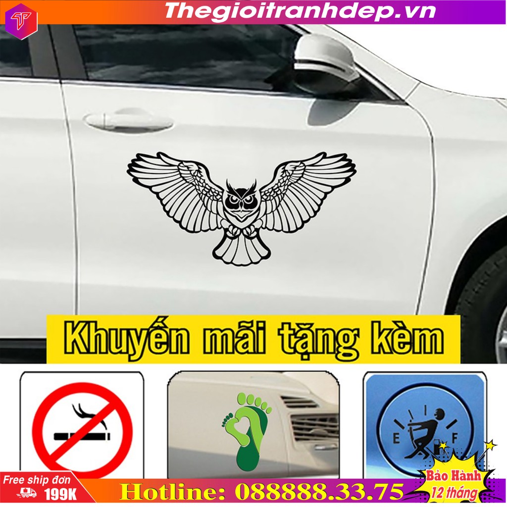 Decal xe hơi, sticker biểu tượng hình chim thú