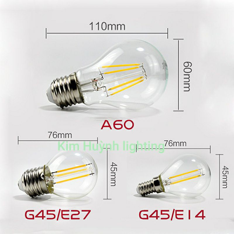 Bóng đèn led giả dây tóc A60 4W trang trí Vintage