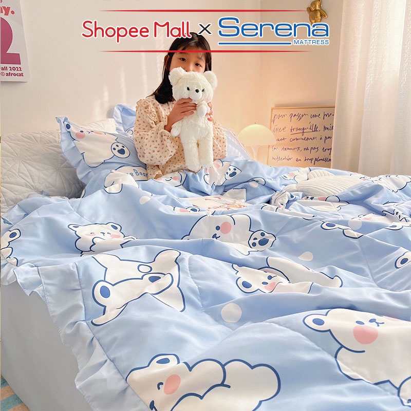 Ga giường Đẹp 5 Món Đũi Bèo SERENA Chuẩn Khách Sạn 5 Sao Set Chăn Ra Grap Drap Gối Nệm Đệm Trải Giường Dễ Thương Cao Cấp