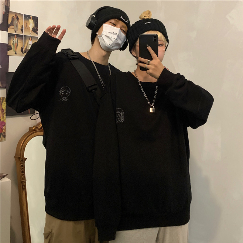 Áo Sweater Tay Dài Dáng Rộng Phong Cách Hàn Quốc Dễ Thương Thời Trang Cho Các Cặp Đôi