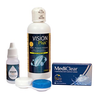 [COMBO B] Cặp Áp Tròng Australia Cận Thị Mediclear 3 Tháng + Một Nước Ngâm Kính Áp Tròng 150 ml + Một Nhỏ Mắt