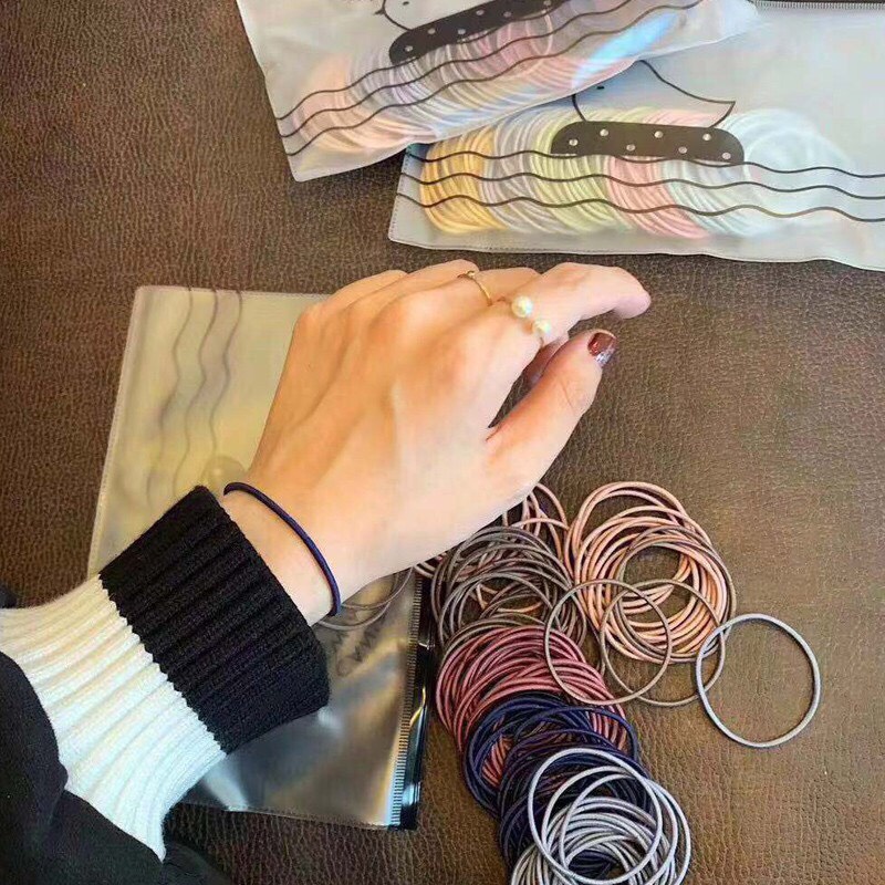 Túi zip dây chun Buộc Tóc 100c  Phong Cách Hàn Quốc Nhiều Màu Tùy Chọn