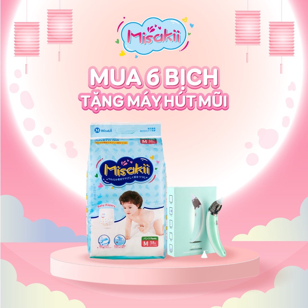 Bỉm Misakii Nhật Cao Cấp - Siêu Thấm Hút - Mỏng Mềm Size NB90/S82/M64/L54/M58/L44/XL38/XXL26
