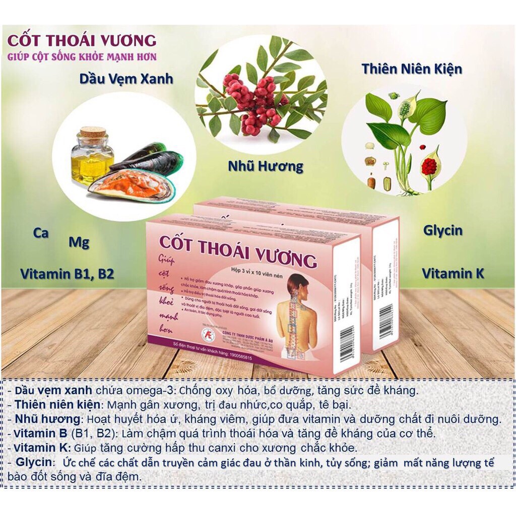 Cốt Thoái Vương - Hỗ trợ điều trị thoái hóa cột sống, thoát vị đĩa đệm ( Hộp 30 Viên )