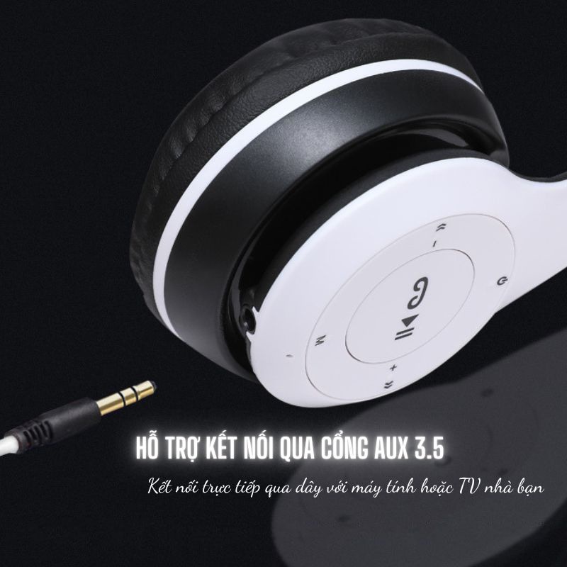 Tai nghe bluetooth chụp tai kết nối có dây và không dây hỗ trợ khe cắm thẻ nhớ P47 TNBTP47