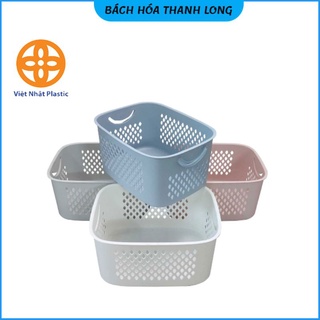 Giỏ caro thấp đựng đồ đa năng có quai cầm Việt Nhật ❤️FREESHIP❤️ Rổ nhựa đựng đồ dùng học tập (3372)