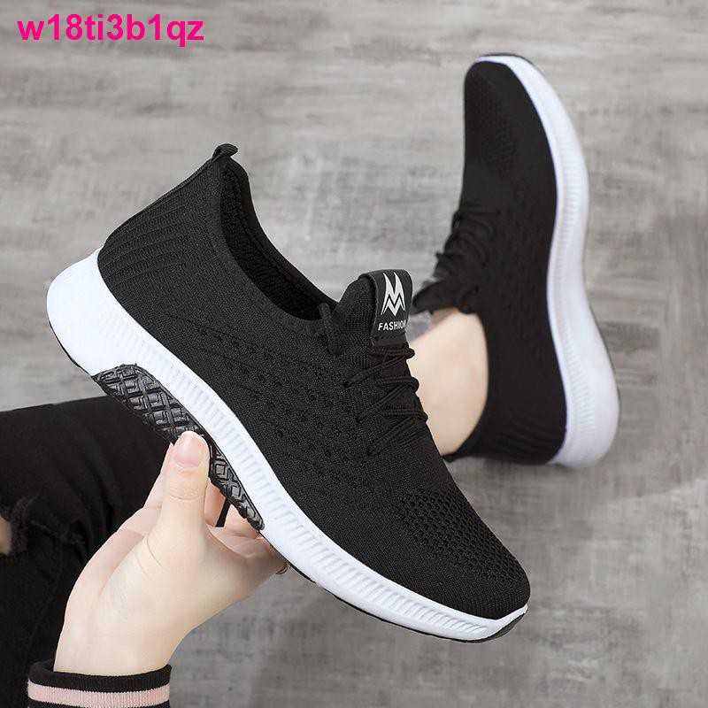 giày sneaker nữgiày nữ mùa hè vải Bắc Kinh bay dệt lưới thoáng khí thể thao bề mặt, đế bằng không trơn trượt mẹ,