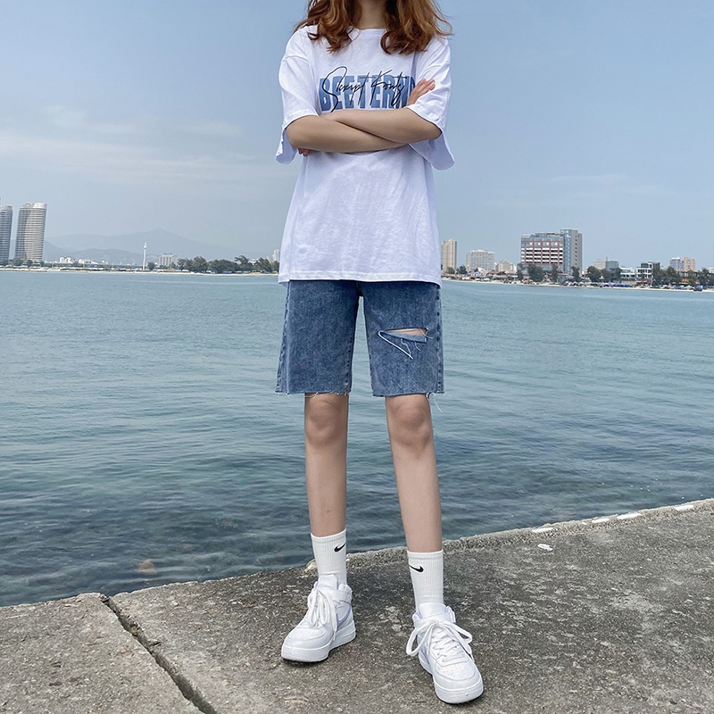 Quần short nữ jean ống suông short lửng thương hiệu Aldore MSHA59