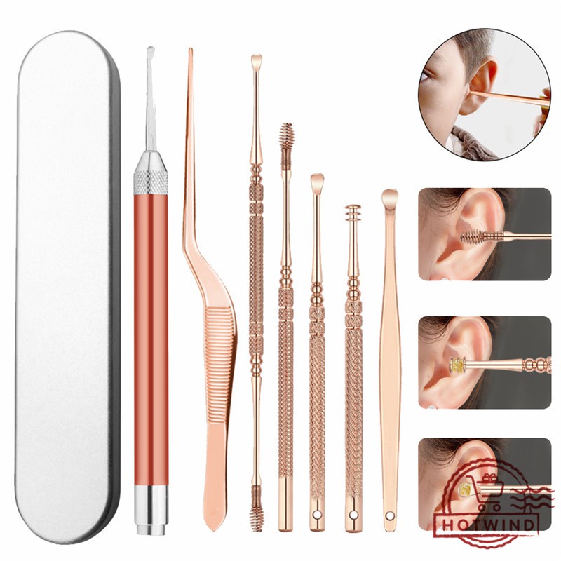 Bộ lấy ráy tai có đèn cho bé và người lớn, dụng cụ vệ sinh tai cao cấp cho gia đình