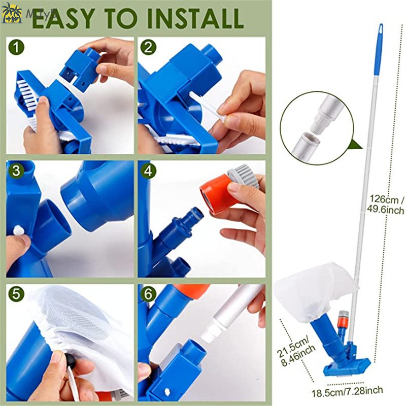 Máy Hút Bụi Vệ Sinh Hồ Bơi Kèm Bàn Chải 5 Phần Tiện Dụng