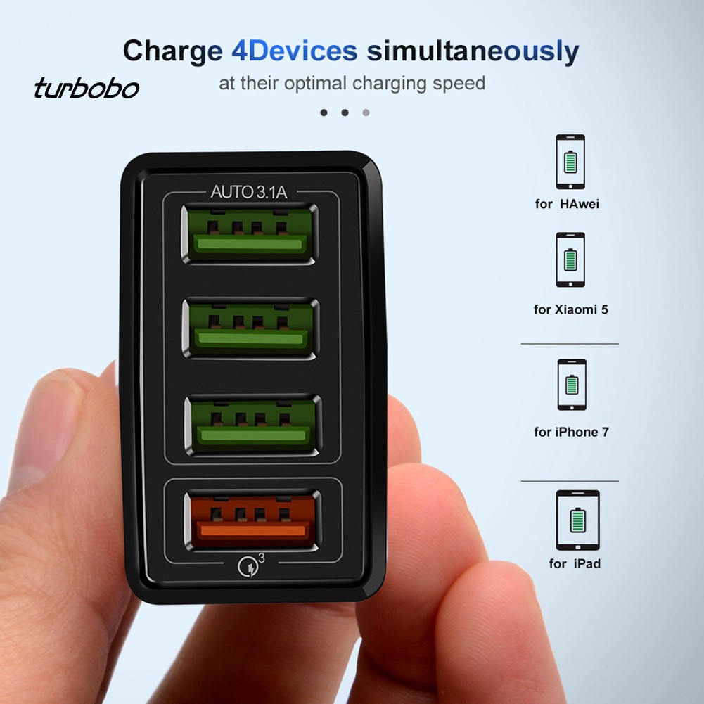 Cốc Sạc Nhanh 4 Cổng Usb 3.0 Chuyên Dụng Tiện Lợi