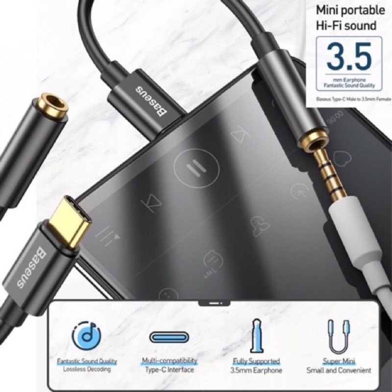 Baseus L54 Jack chuyển tai nghe chân TYPE-C sang chân 3.5mm - hỗ trợ đàm thoại - Baseus L54 -ACSTORE