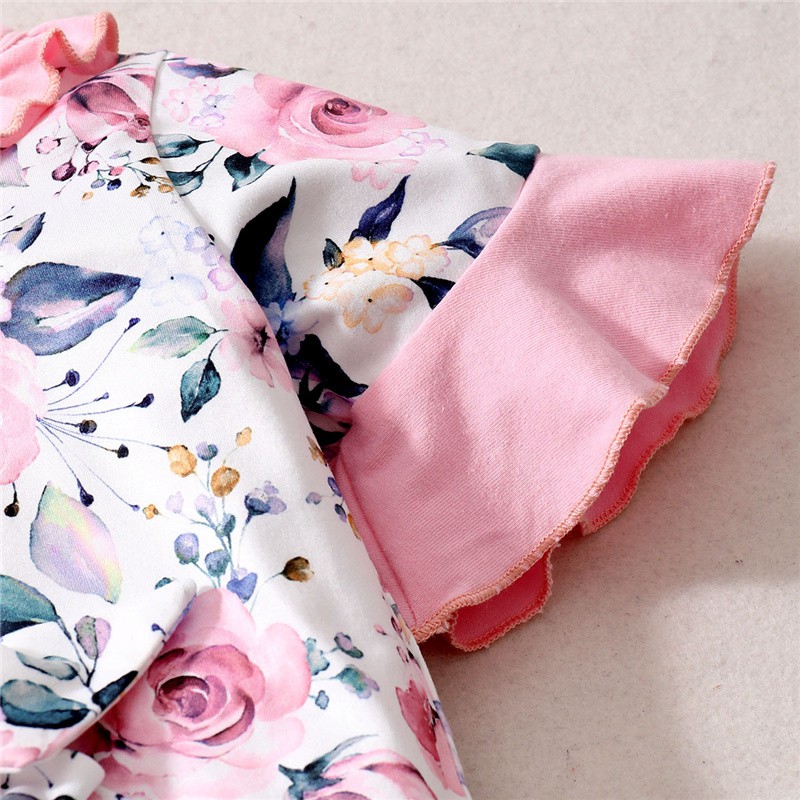 Set Áo Liền Quần Và Băng Đô Mikrdoo In Hoa Tay Ngắn Thời Trang Mùa Hè Cho Bé Trai Và Bé Gái Sơ Sinh