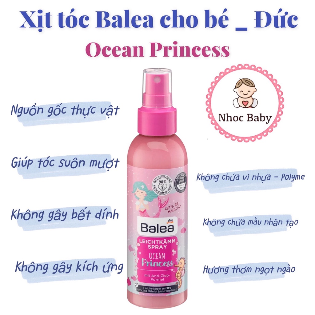 Xịt dưỡng tóc Balea Ocean Princess 150ml cho bé 12m+