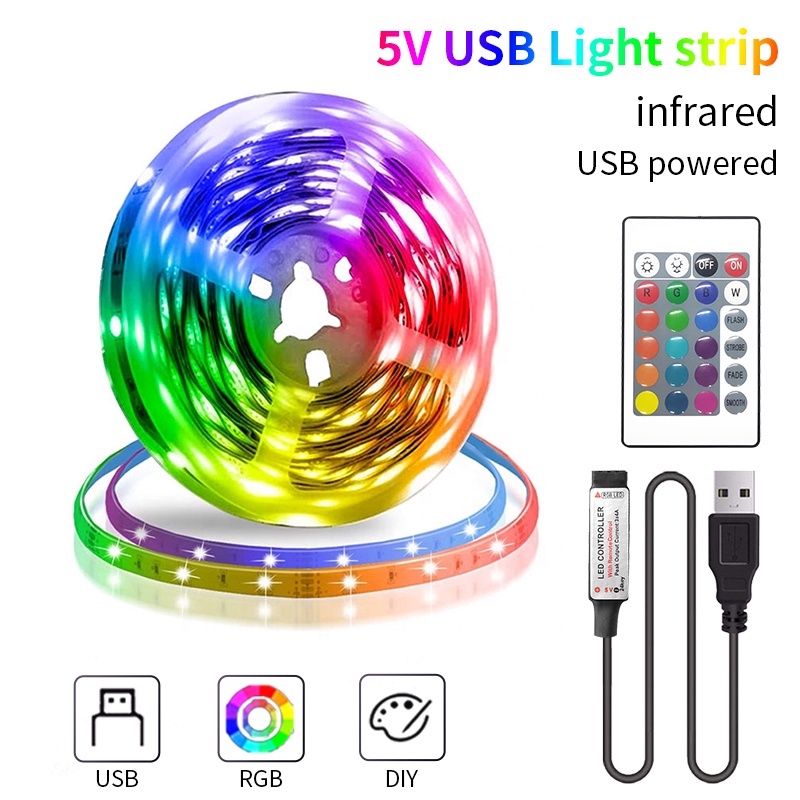 Dây đèn LED RGB linh hoạt 5M 4M 3M 1M DC5V Bluetooth trang trí TV