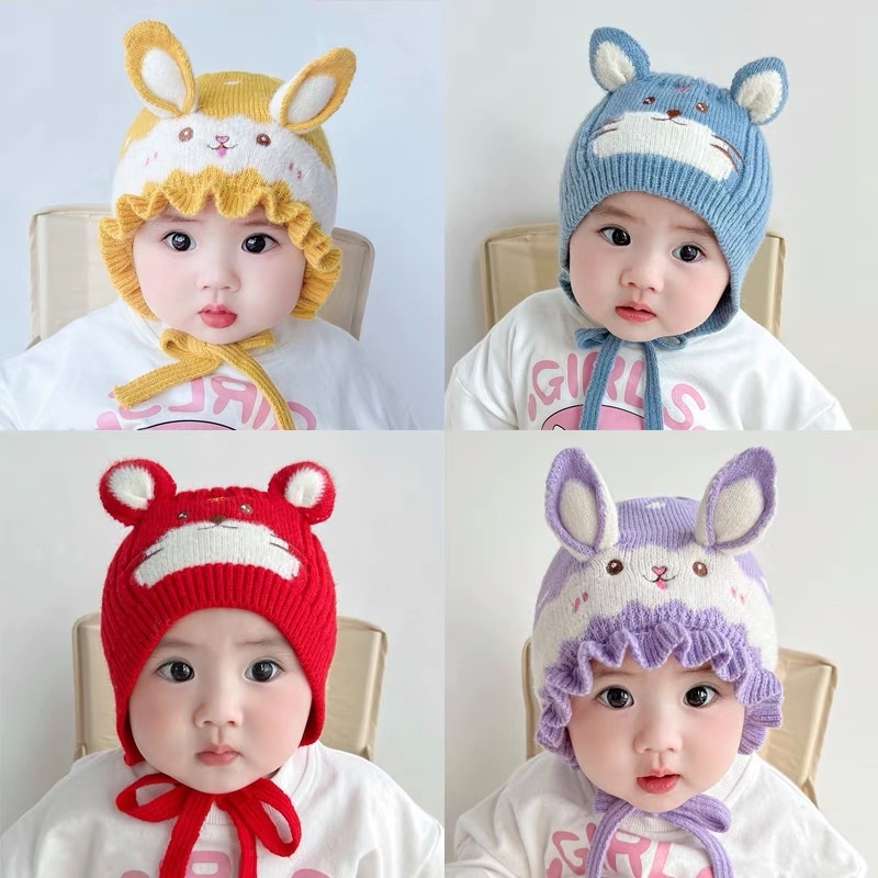 Mũ len sơ sinh cho bé trai bé gái hoạ tiết đáng yêu , phù hợp 0-2 tuổi