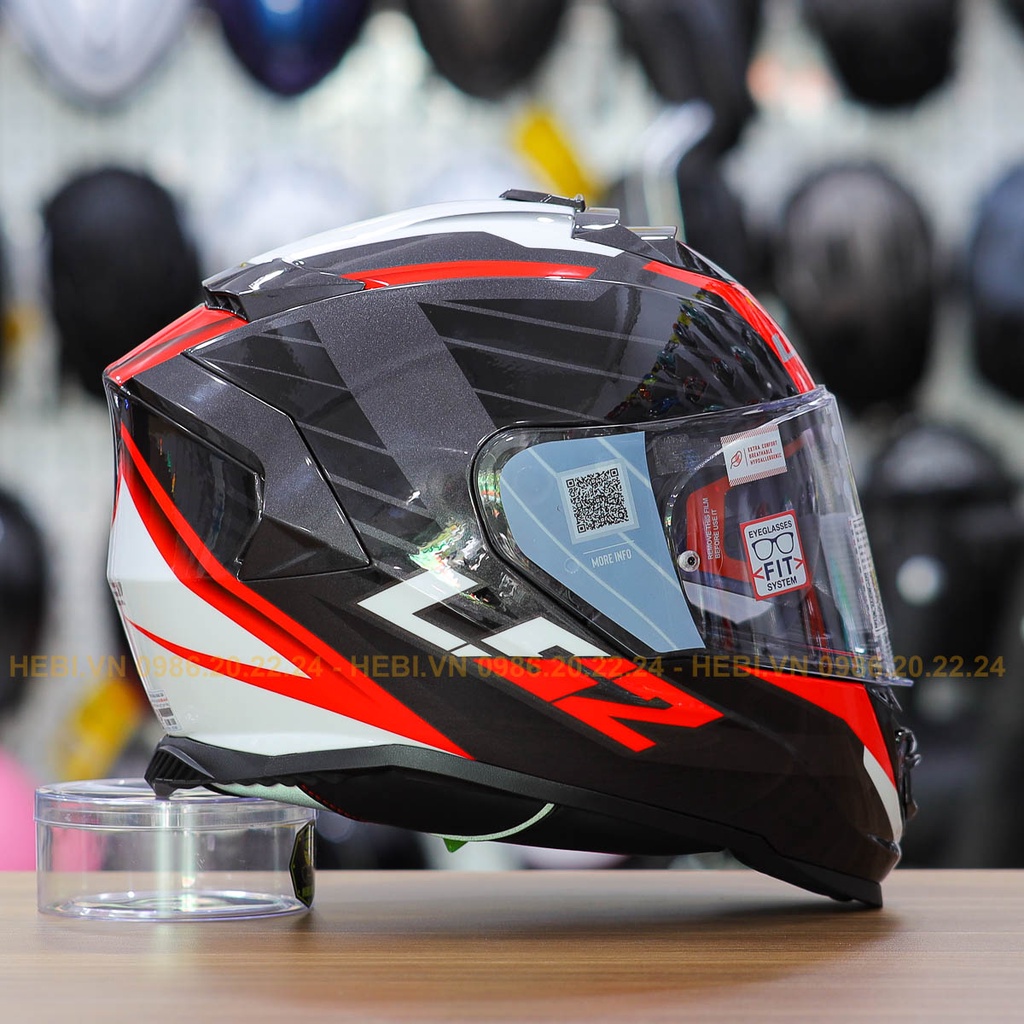 Nón Fullface 2 Kính LS2 FF800 Đen Đỏ Trắng Nerve