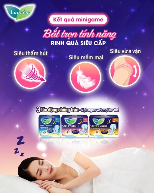 Băng vệ sinh ban đêm Laurier Fresh &amp; Free Có cánh 1gói 4 miếng ( 30 cm )