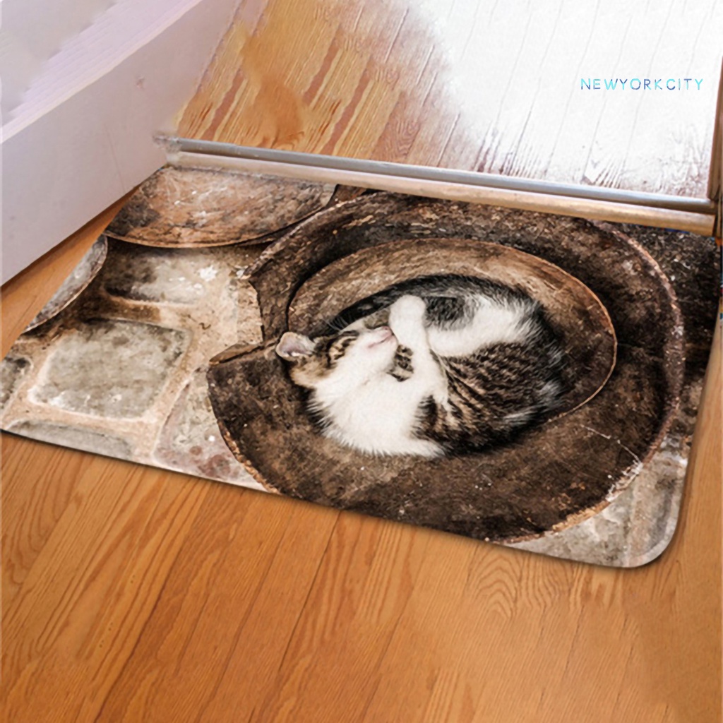 Thảm lót sàn Chống Trượt Họa Tiết Chó Mèo 3D Dễ Thương
