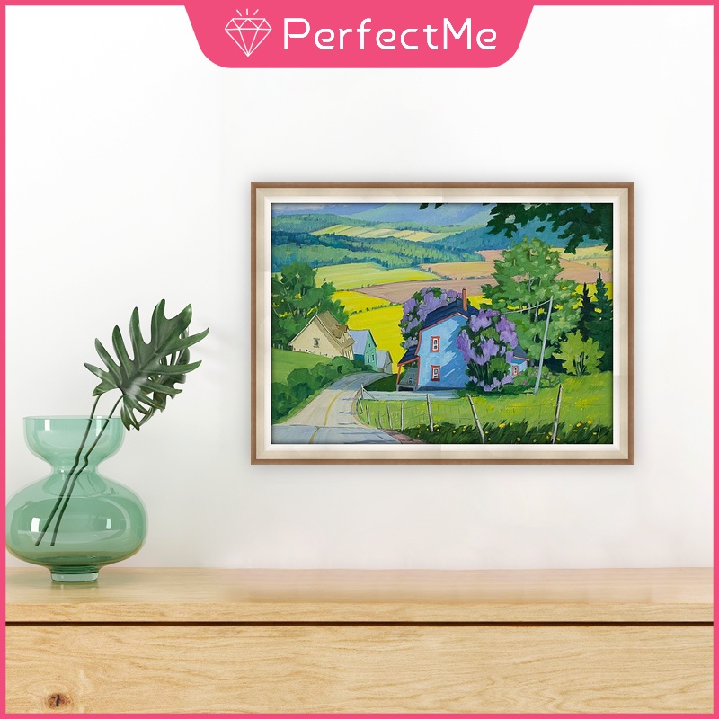 Bộ Tranh Đính Đá 5d Tự Làm Hình Phong Cảnh Làng Núi Kích Thước 40x30cm