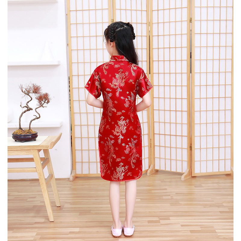 Sườn Xám Phong Cách Trung Hoa Thời Trang Mùa Hè Mới 2021 Dành Cho Bé Gái