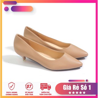 Giày Cao Gót 3cm Mũi Nhọn Gót Nhỏ Trơn Basic Pixie P074
