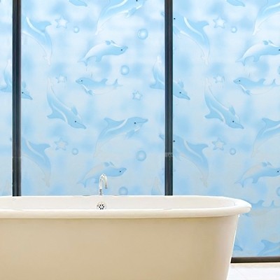 Giấy dán kính cá heo xanh khổ rộng 0.45m