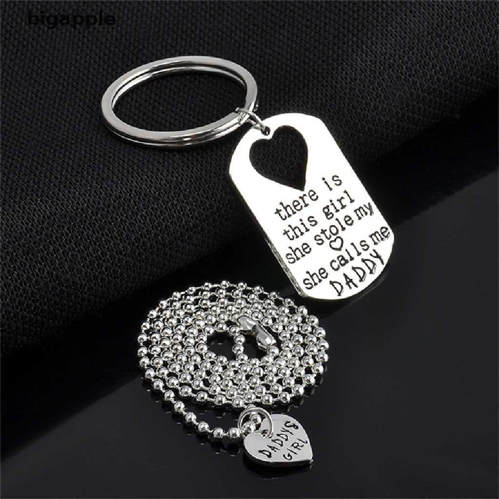 Vòng cổ / Móc Khóa Hình Trái Tim Khắc Chữ Daddy / Daughter RDG