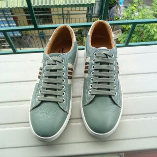 Giày thể thao nam da bò kẻ (ảnh thật video)