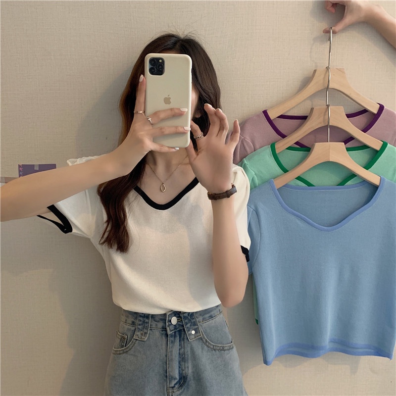 Áo Thun Nữ Totoro Cute Hình Trái Tim Form Đẹp Có Nhiều Màu Lựa Chọn Chất Dệt Kim