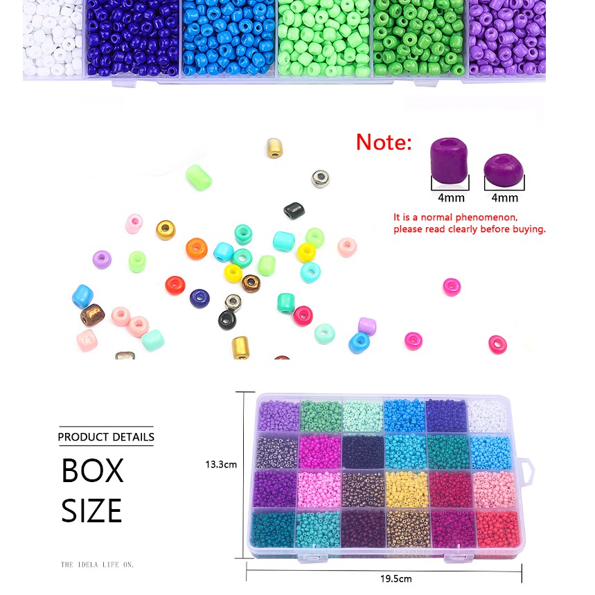 Hạt thủy tinh pha lê thủy tinh tự làm vòng tay thủ công kích thước 2/3/4mm 24 màu