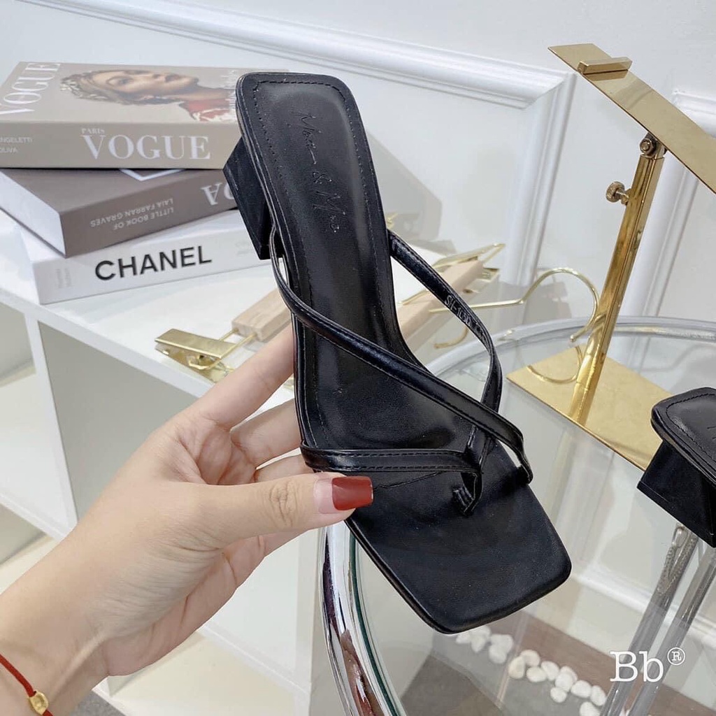 (S129) Dép Guốc nữ xỏ ngón dây chéo gót 4 phân (Mã L121)