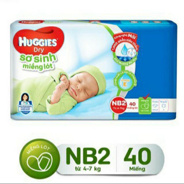 Miếng Lót Sơ Sinh Huggies Dry NB2 - 40 Miếng