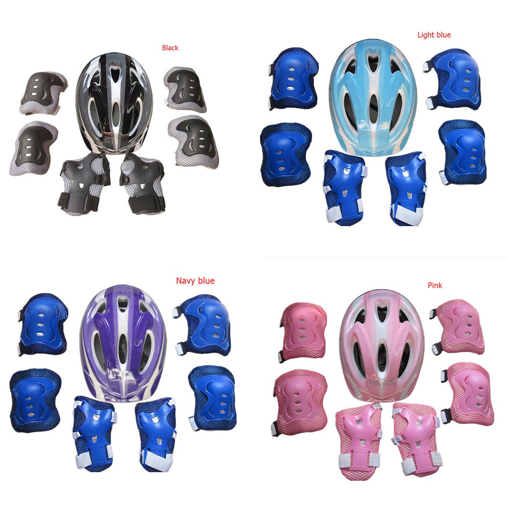 Set mũ bảo hiểm kèm đệm bảo vệ tay và đầu gối chuyên dùng khi đi xe đạp / chơi thể thao cho bé