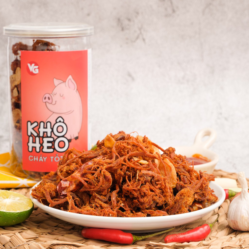 Khô heo cháy tỏi VIETGOURMET thịt heo khô cháy tỏi vị dai ngon, đảm bảo vệ sinh an toàn thực phẩm