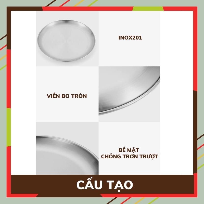 Đĩa Inox Tròn 1 lớp BEHOMEMALL Tô ăn cơm Inox đĩa ăn cơm 1 Lớp Hàn Quốc 6 Kích Thước  An Toàn Và Tiện Lợi