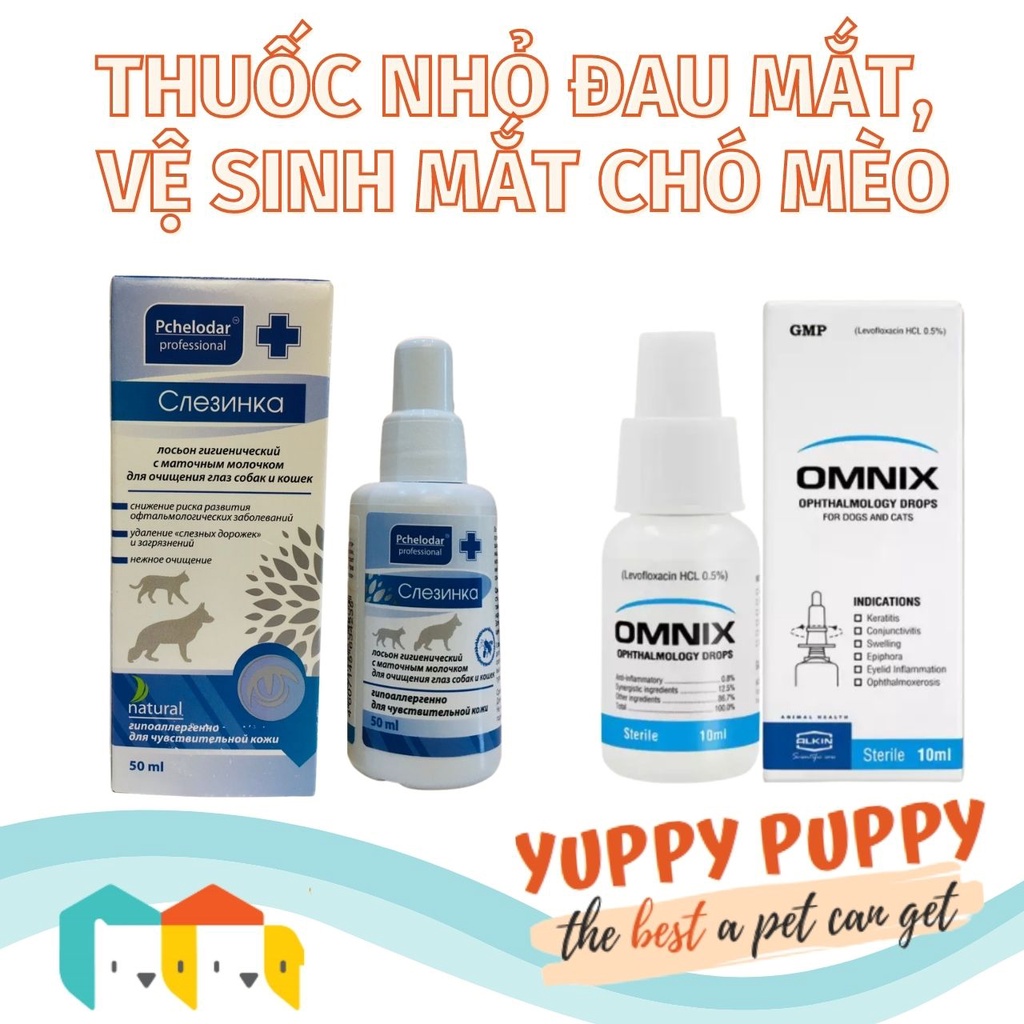 Alkin Omnix- Thuốc nhỏ mắt chống viêm và làm sạch vi khuẩn cho chó mèo/ thú cưng, vệ sinh mắt chó mèo PCHELODAR